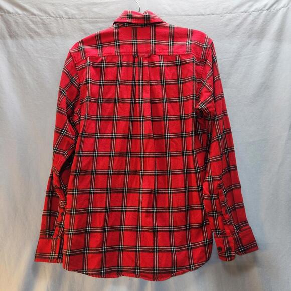 Lands End Cotton Plaid Flannel Shirt Red Mens Size Medium - Picture 7 of 9